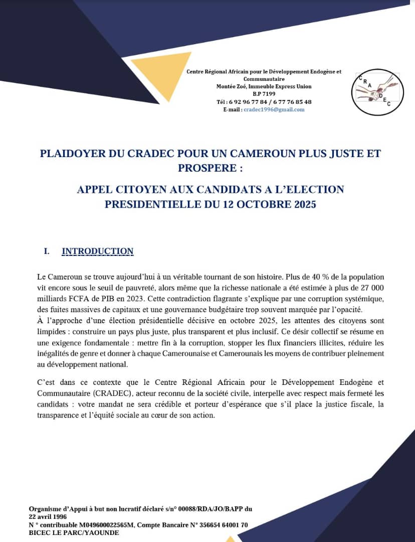 Le CRADEC sonne l?alarme et interpelle les candidats